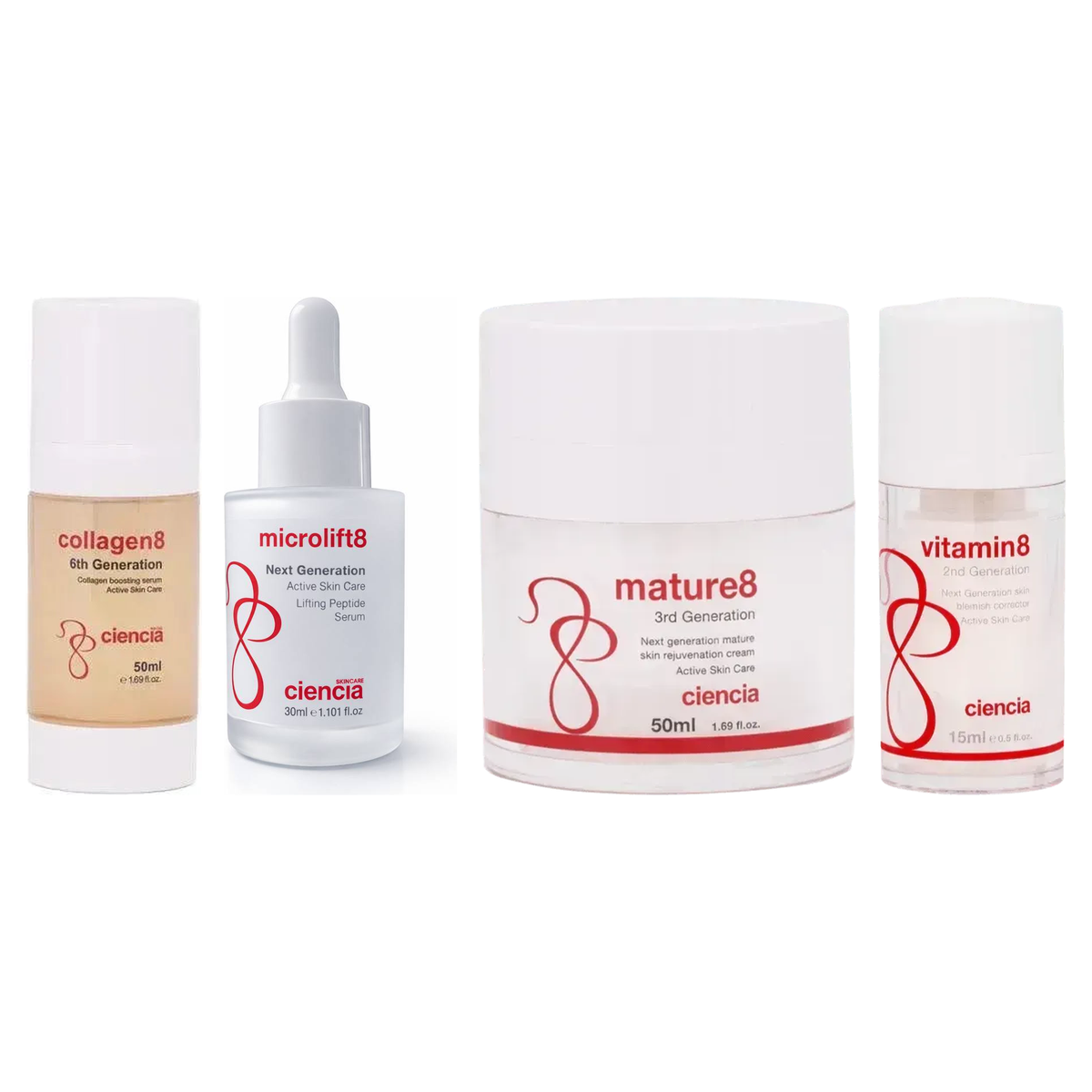 Ciencia 4-piece kit — Collagen8, Microlift8, Mature8, Vitamin8