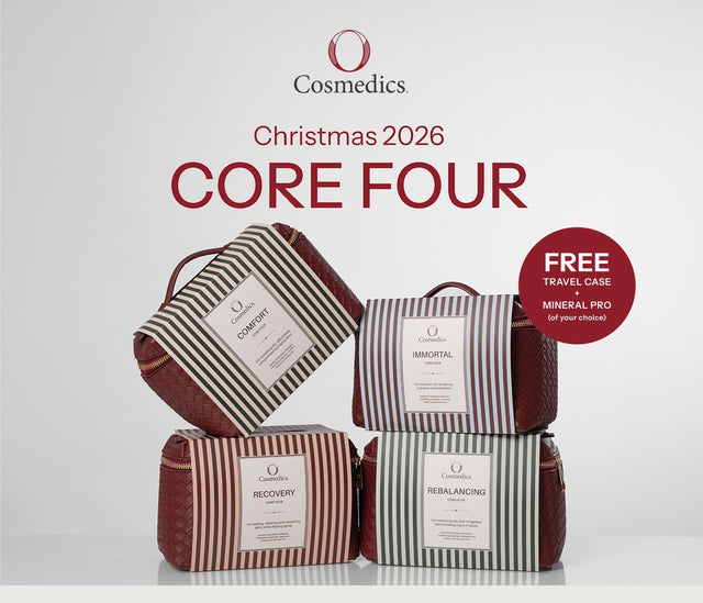 O Cosmedics Core Four Christmas Kit - pre-order with free SPF and travel case